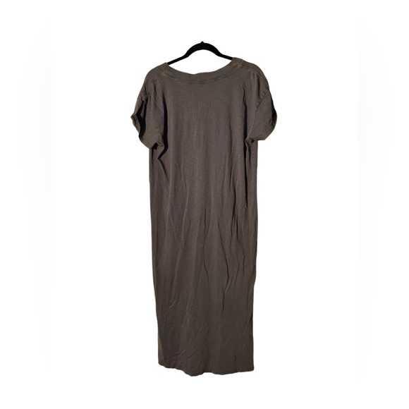 Aerie Gray V-Neck Short Sleeve Midi Dress Size Large - Picture 2 of 4